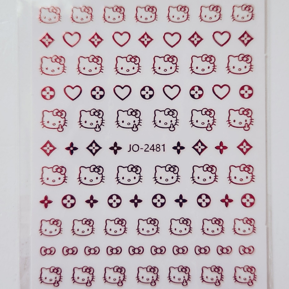 ⭐4/$15 Hello Kitty Red Printed Nail Art Stickers